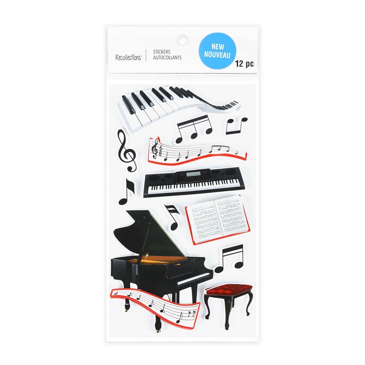 12 Pack: Piano Recital Dimensional Stickers by Recollections™